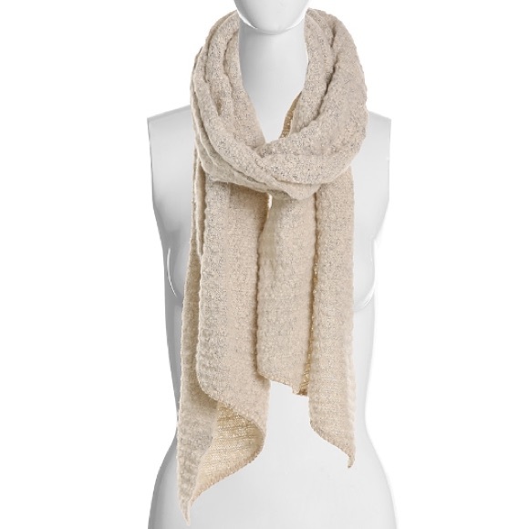 Cream Ribbed Knit Scarf